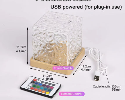Ocean Wave Aurora Projector Light Remote 16 Colors RGB Dimmable Water Ripple Flame Crystal Lamp for Living Room Study Bedroom