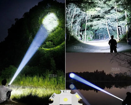 8000000LM Strong Light Flashlight Most Powerful LED Torch 800W Super Bright Flashlights Type C Rechargeable Lamp Long Shot Torch