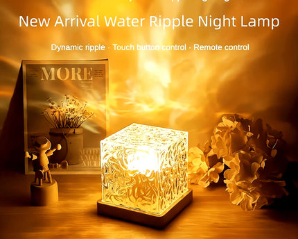 Ocean Wave Aurora Projector Light Remote 16 Colors RGB Dimmable Water Ripple Flame Crystal Lamp for Living Room Study Bedroom