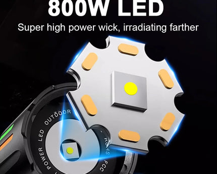 8000000LM Strong Light Flashlight Most Powerful LED Torch 800W Super Bright Flashlights Type C Rechargeable Lamp Long Shot Torch